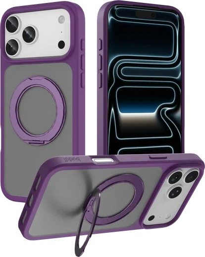 Buddi Frost Apple iPhone 17 Pro Hoesje MagSafe Ring Stand Matte Paars afbeelding 1