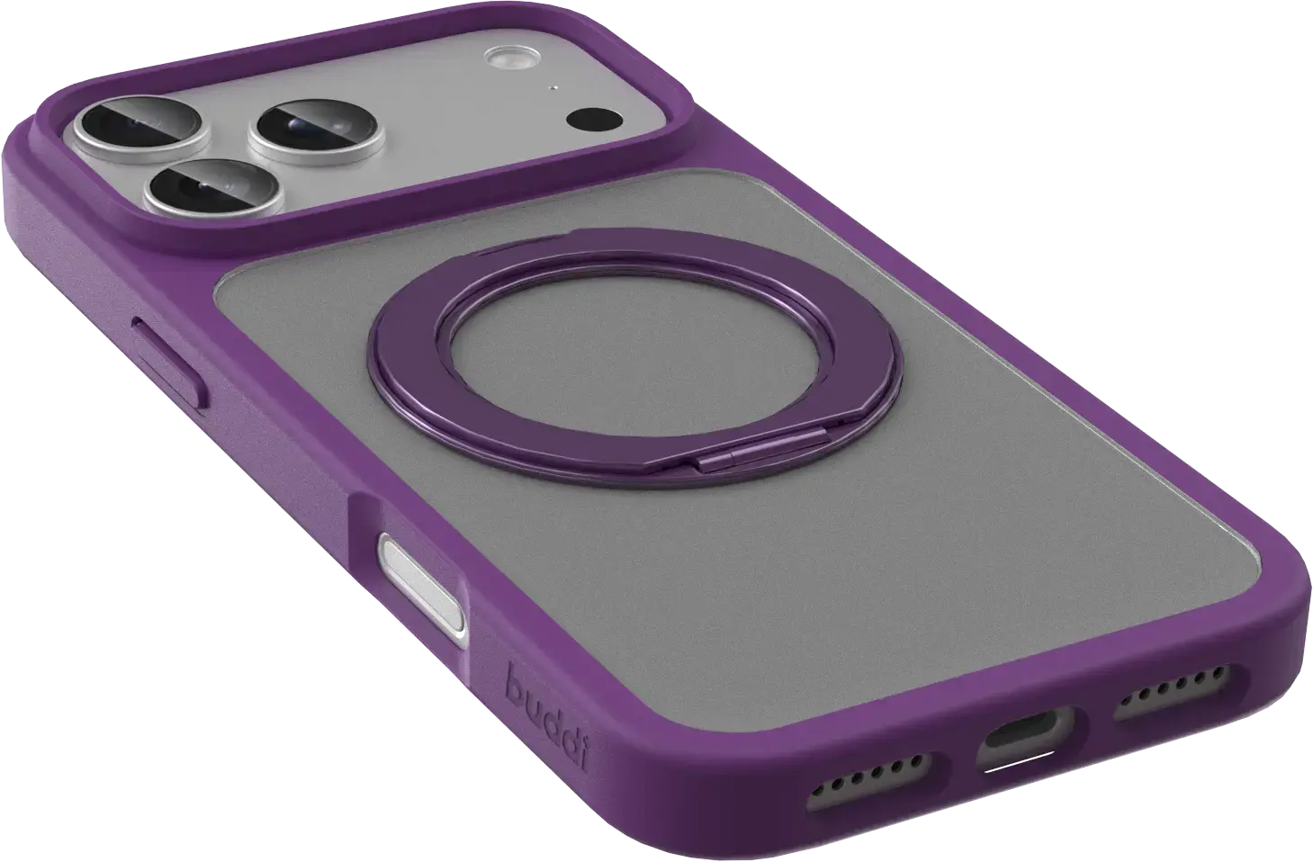 Buddi Frost Apple iPhone 17 Pro Hoesje MagSafe Ring Stand Matte Paars afbeelding 6