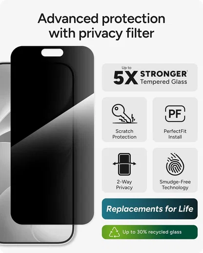 ZAGG InvisibleShield Glass Elite Privacy Apple iPhone 18 Pro / 17 Pro Protector afbeelding 2
