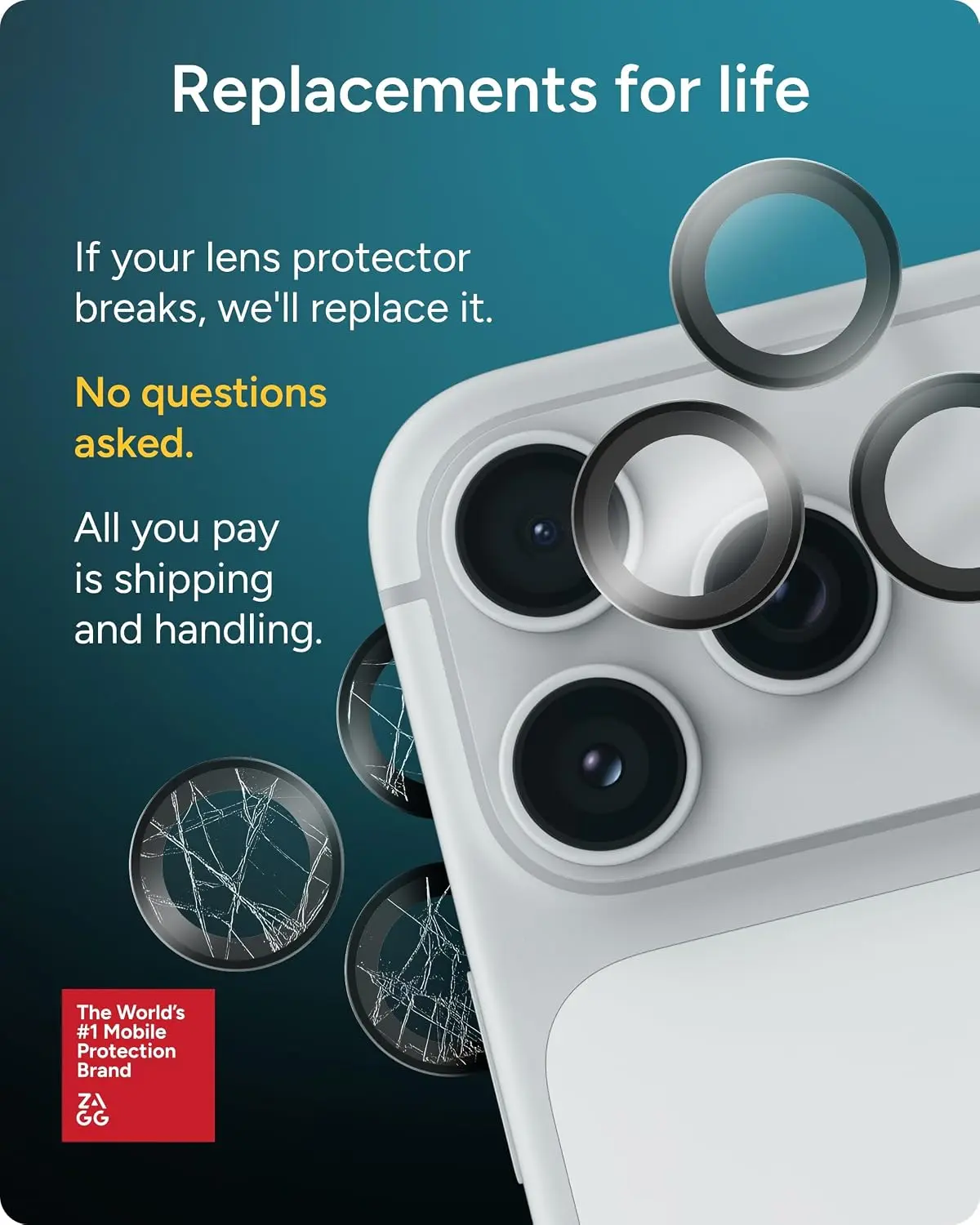 ZAGG Camera Rings Apple iPhone 18 Pro / 18 Pro Max Camera Protector Zwart afbeelding 10