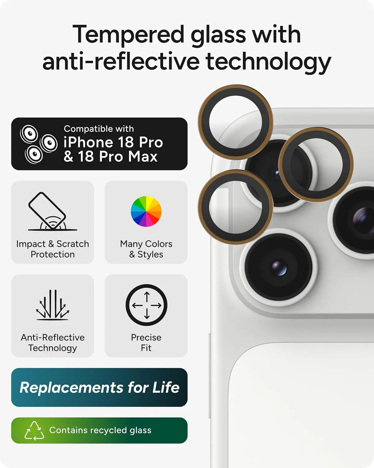 ZAGG Camera Rings Apple iPhone 18 Pro / 18 Pro Max Camera Protector Bruin afbeelding 2