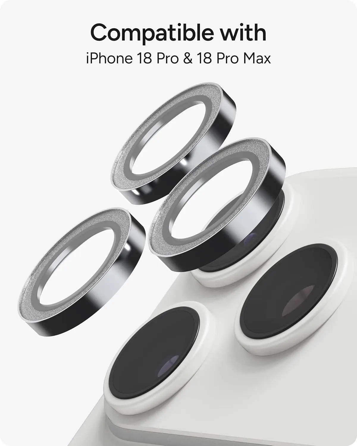 ZAGG Camera Rings iPhone 18 Pro / 18 Pro Max Camera Protector Zilver Glitter afbeelding 3