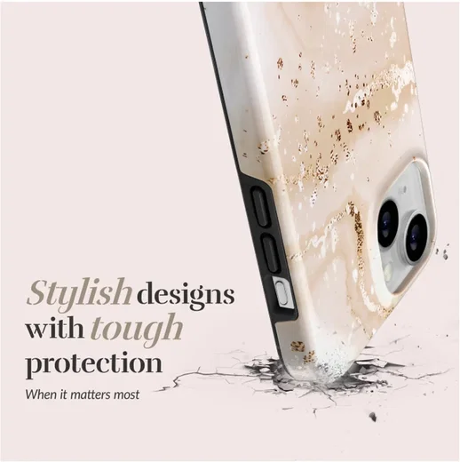 MIO MagSafe / Qi2 iPhone 18 Pro / 17 Pro Hoesje Hard Cover Gold Marble afbeelding 4