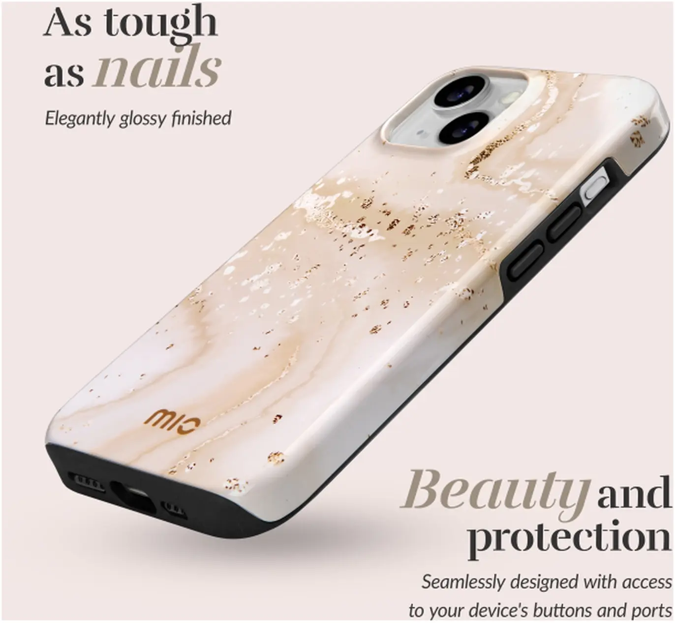 MIO MagSafe / Qi2 iPhone 18 Pro / 17 Pro Hoesje Hard Cover Gold Marble afbeelding 2