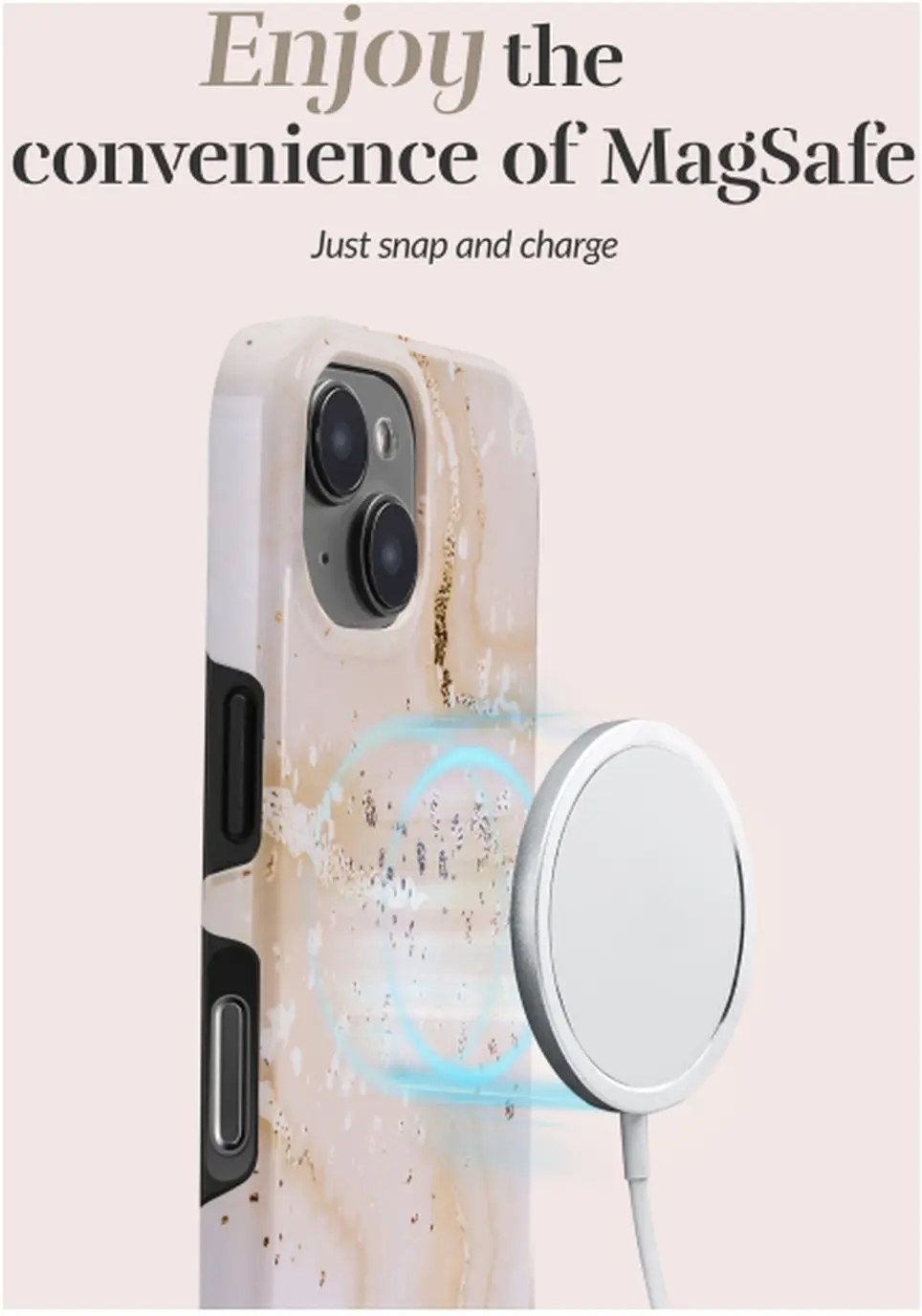 MIO MagSafe / Qi2 iPhone 18 Pro / 17 Pro Hoesje Hard Cover Gold Marble afbeelding 3
