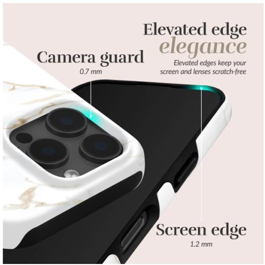 MIO MagSafe / Qi2 iPhone 18 Pro / 17 Pro Hoesje Hard Cover White Marble afbeelding 2