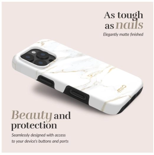 MIO MagSafe / Qi2 iPhone 18 Pro / 17 Pro Hoesje Hard Cover White Marble afbeelding 4