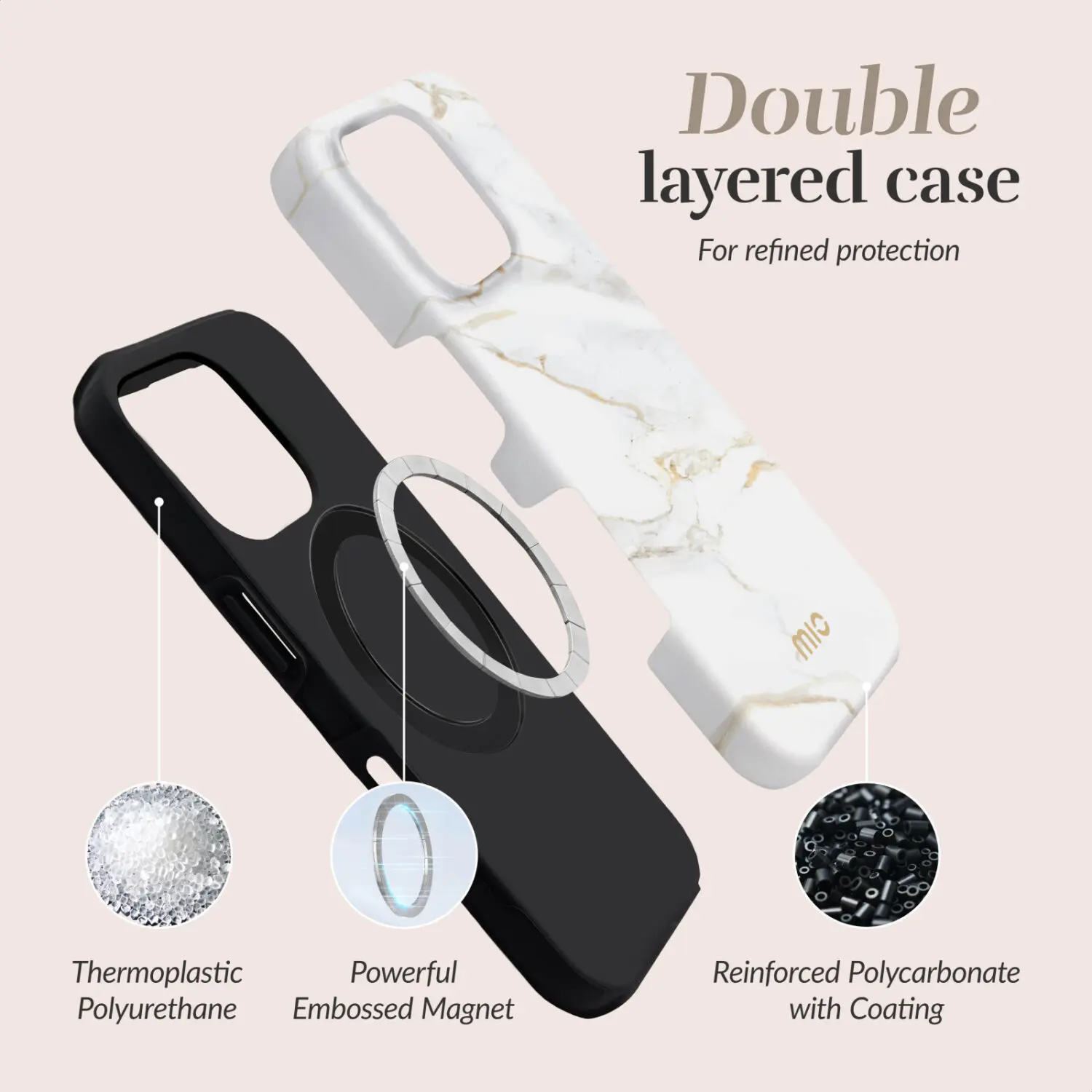 MIO MagSafe iPhone 18 Pro Max / 17 Pro Max Hoesje Back Cover White Marble afbeelding 5