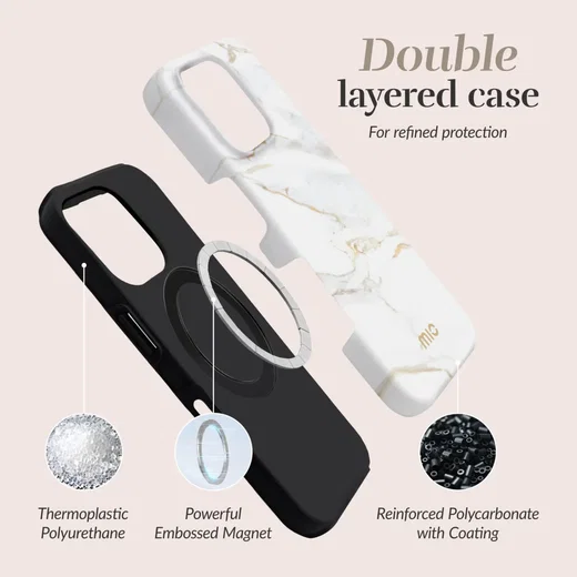 MIO MagSafe iPhone 18 Pro Max / 17 Pro Max Hoesje Back Cover White Marble afbeelding 5