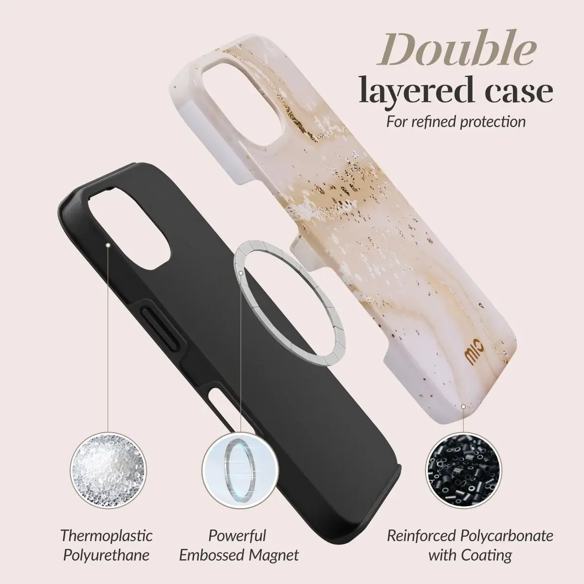 MIO MagSafe iPhone 18 Pro Max / 17 Pro Max Hoesje Back Cover Gold Marble afbeelding 5