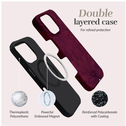 MIO MagSafe / Qi2 Apple iPhone 18 Pro Max Hoesje Hard Shell Berry Blooms afbeelding 4
