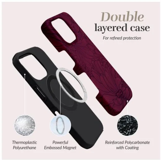 MIO MagSafe / Qi2 Apple iPhone 18 Pro Max Hoesje Hard Shell Berry Blooms afbeelding 4