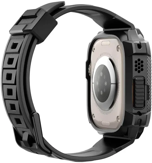 Spigen Rugged Armor Pro - Apple Watch Ultra 49MM 3/2/1 - Hoesje en Bandje Zwart afbeelding 13