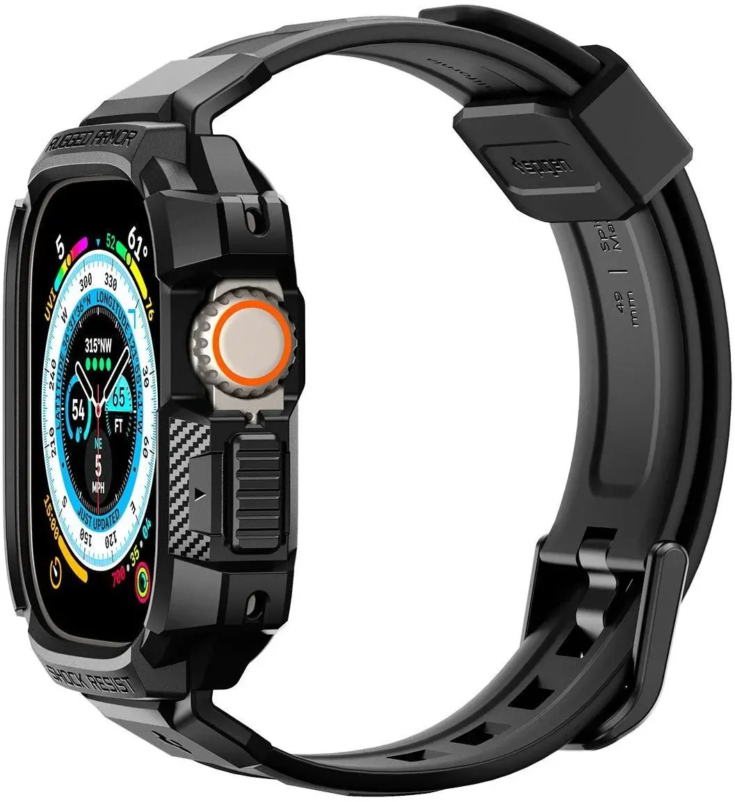 Spigen Rugged Armor Pro - Apple Watch Ultra 49MM 3/2/1 - Hoesje en Bandje Zwart afbeelding 19
