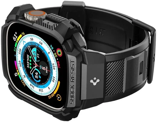 Spigen Rugged Armor Pro - Apple Watch Ultra 49MM 3/2/1 - Hoesje en Bandje Zwart afbeelding 6