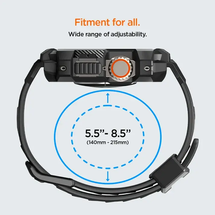 Spigen Rugged Armor Pro - Apple Watch Ultra 49MM 3/2/1 - Hoesje en Bandje Zwart afbeelding 20