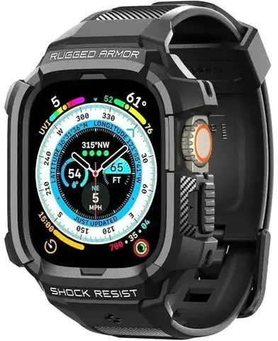 Spigen Rugged Armor Pro - Apple Watch Ultra 49MM 3/2/1 - Hoesje en Bandje Zwart afbeelding 3