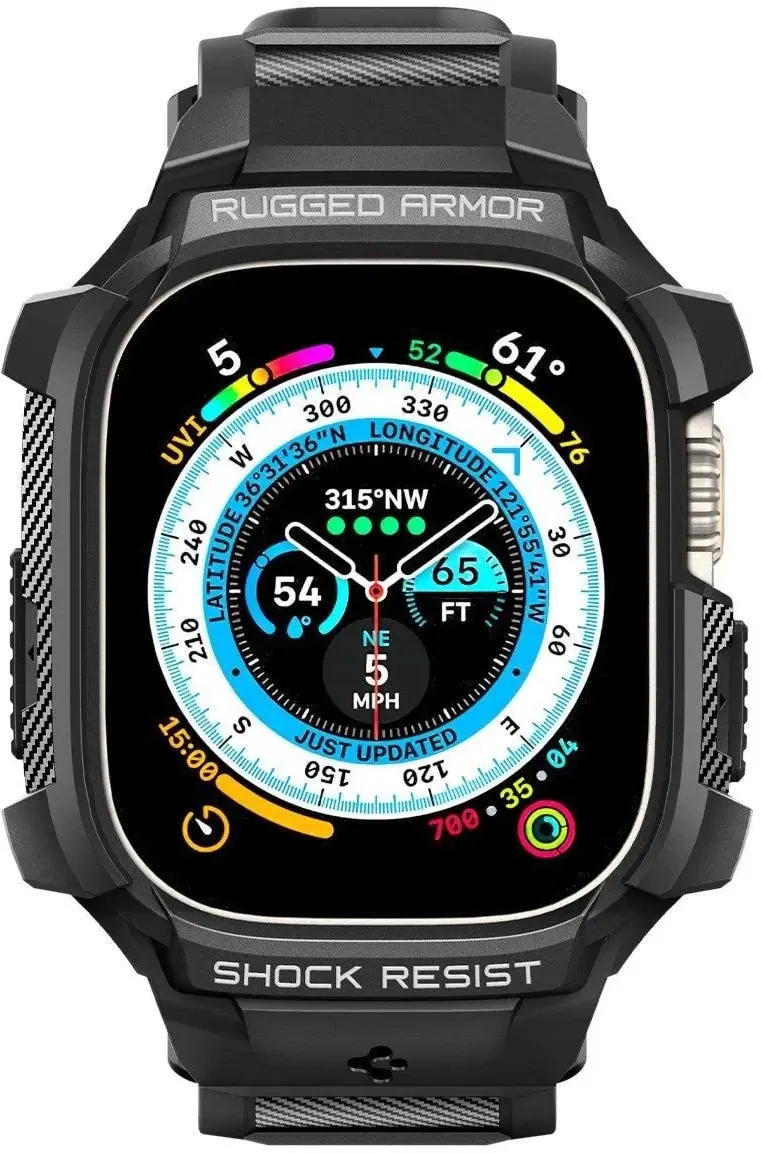 Spigen Rugged Armor Pro - Apple Watch Ultra 49MM 3/2/1 - Hoesje en Bandje Zwart afbeelding 9