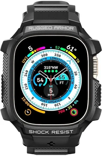 Spigen Rugged Armor Pro - Apple Watch Ultra 49MM 3/2/1 - Hoesje en Bandje Zwart afbeelding 9