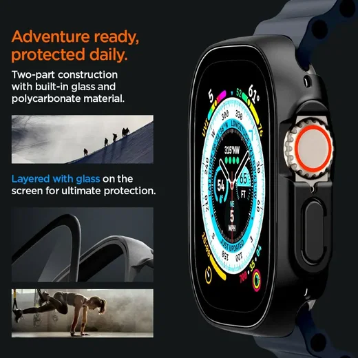 Spigen Thin Fit 360 Apple Watch Ultra 49MM 3/2/1 Hoesje Waterdicht Zwart afbeelding 6