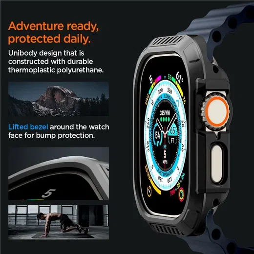 Spigen Lock Fit - Apple Watch Ultra 49MM 3/2/1 Case Zwart afbeelding 3
