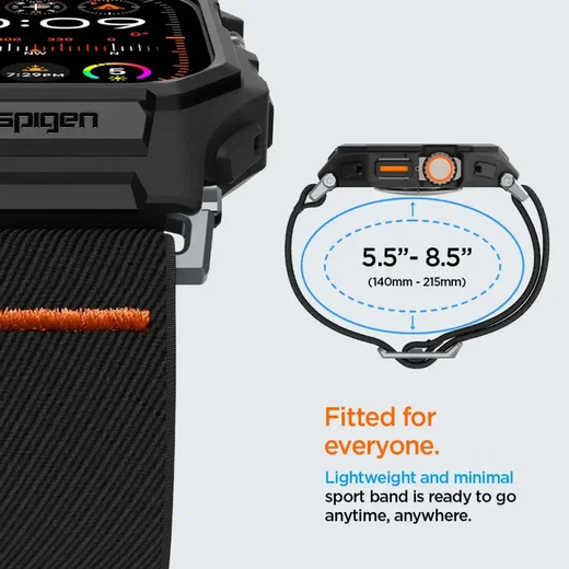 Spigen Lite Fit Pro Apple Watch Ultra 4/3/2/1 49mm Bandje met Hoesje Zwart afbeelding 3