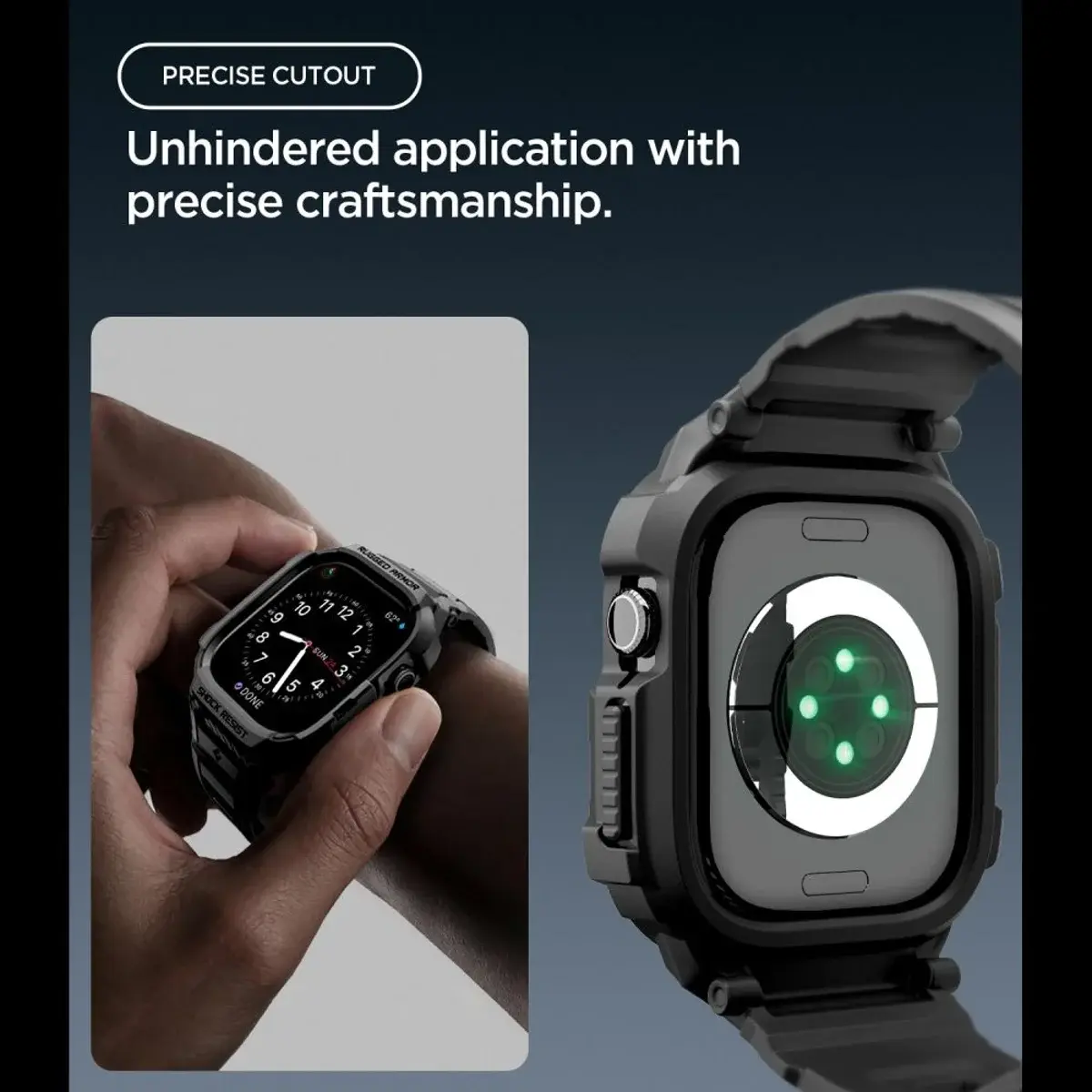Spigen Rugged Armor Pro - Apple Watch 12 46MM - Hoesje en Bandje (S) - Zwart afbeelding 5