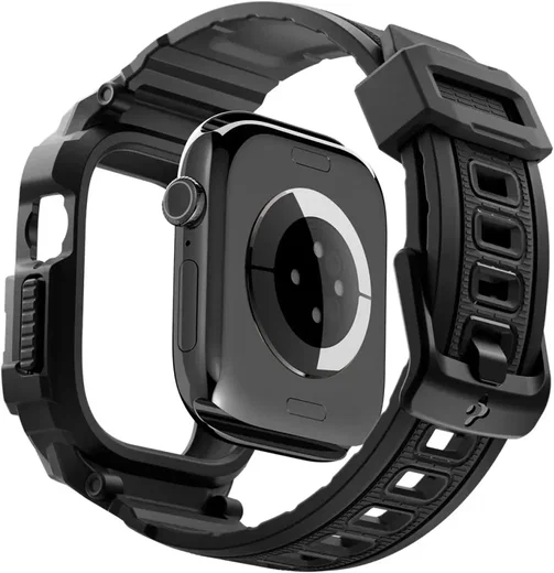 Spigen Rugged Armor Pro - Apple Watch 12 46MM - Hoesje en Bandje (S) - Zwart afbeelding 9