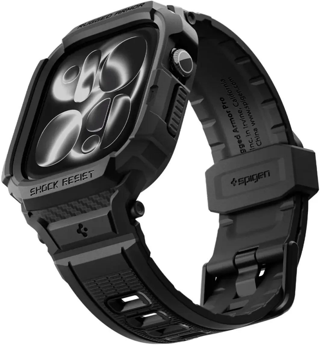 Spigen Rugged Armor Pro - Apple Watch 12 46MM - Hoesje en Bandje (S) - Zwart afbeelding 8