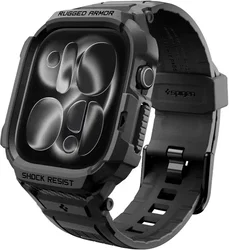 Spigen Rugged Armor Pro - Apple Watch 12 46MM - Hoesje en Bandje (S) - Zwart afbeelding