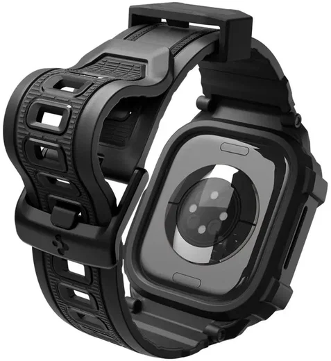 Spigen Rugged Armor Pro - Apple Watch 12 46MM - Hoesje en Bandje (L) - Zwart afbeelding 2