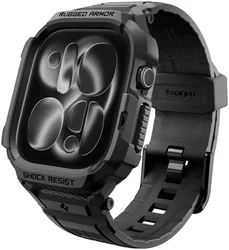 Spigen Rugged Armor Pro - Apple Watch 12 46MM - Hoesje en Bandje (L) - Zwart afbeelding