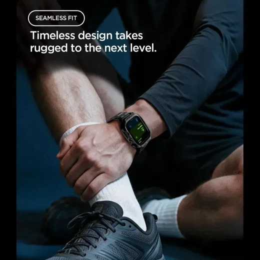 Spigen Rugged Armor Pro - Apple Watch 12 46MM - Hoesje en Bandje (L) - Zwart afbeelding 4