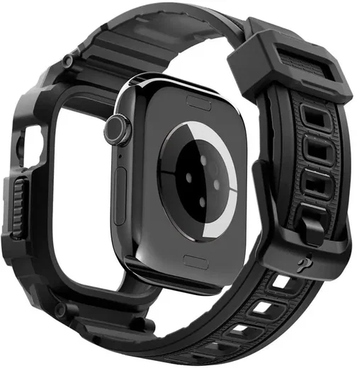 Spigen Rugged Armor Pro - Apple Watch 12 46MM - Hoesje en Bandje (L) - Zwart afbeelding 9
