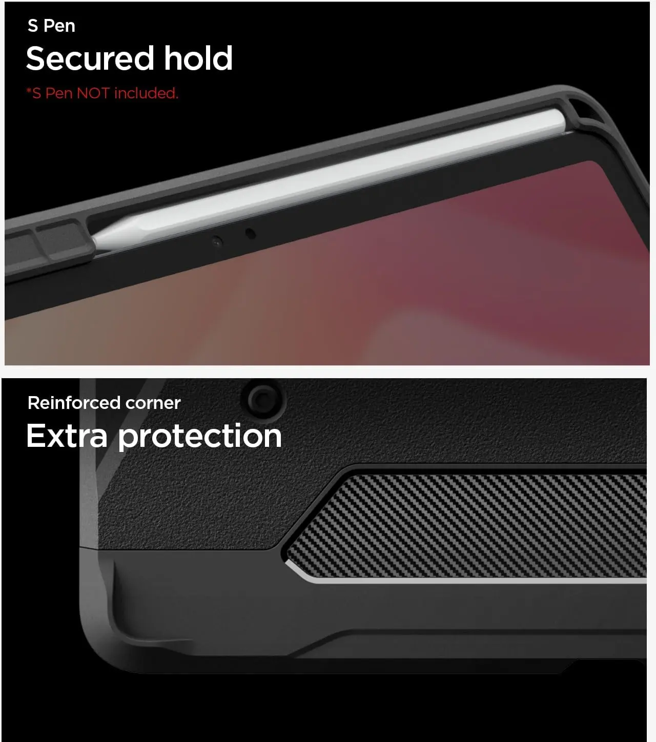 Spigen Tough Armor Pro Samsung Galaxy Tab S12 Plus Hoes Back Cover Zwart afbeelding 6