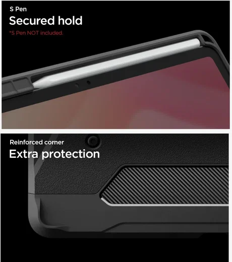 Spigen Tough Armor Pro Samsung Galaxy Tab S12 Plus Hoes Back Cover Zwart afbeelding 6