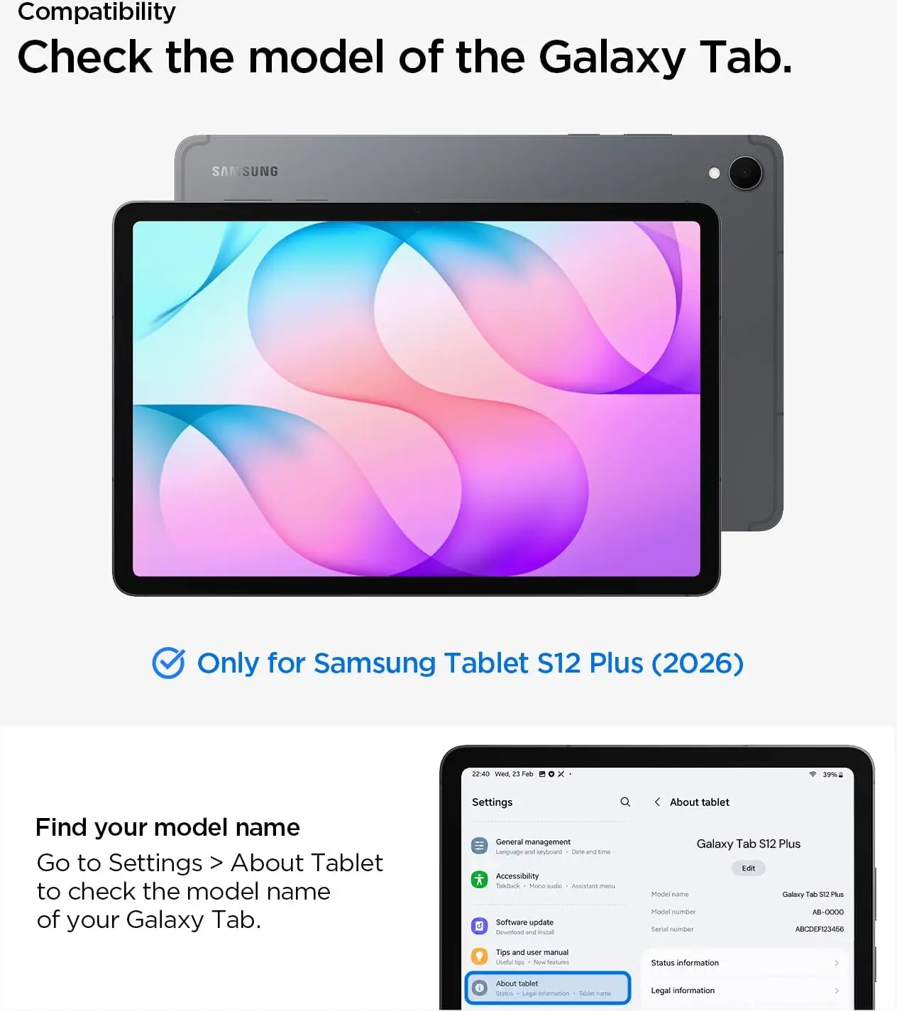 Spigen Tough Armor Pro Samsung Galaxy Tab S12 Plus Hoes Back Cover Zwart afbeelding 2