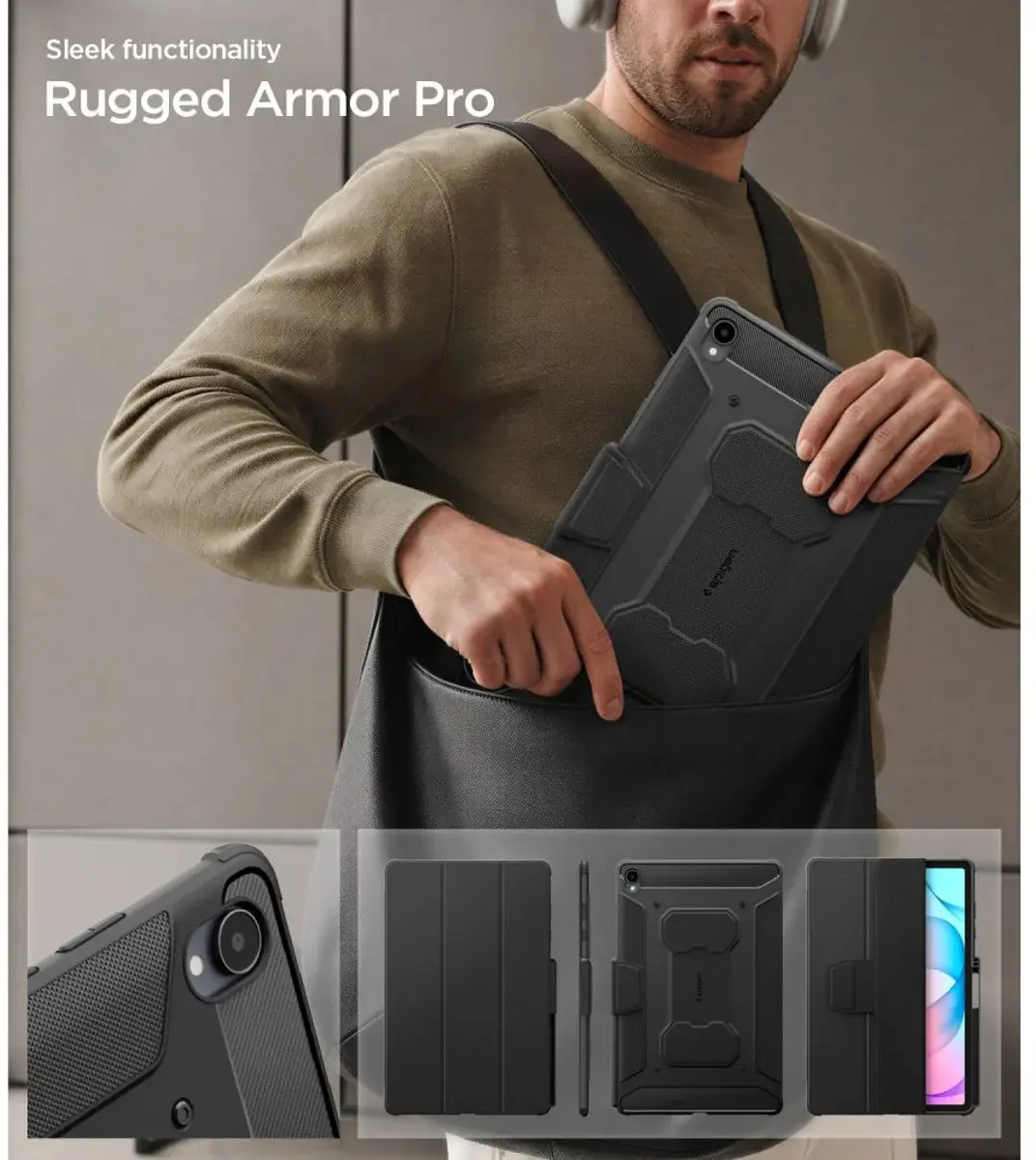 Spigen Rugged Armor Pro Samsung Galaxy Tab S12 Plus Hoes Book Case Zwart afbeelding 3