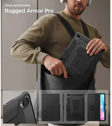 Spigen Rugged Armor Pro Samsung Galaxy Tab S12 Plus Hoes Book Case Zwart afbeelding 3