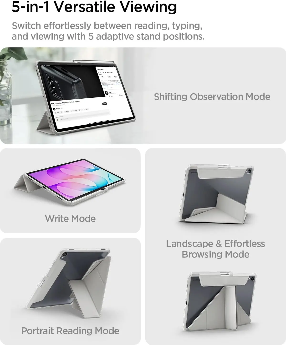 Spigen Air Skin Pro Samsung Galaxy Tab S12 Plus Hoes Book Case Grijs afbeelding 4