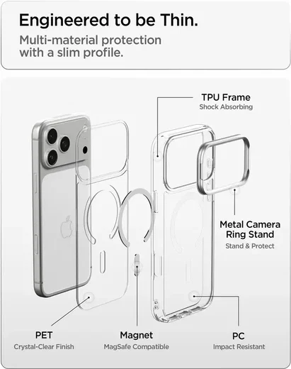 Spigen Ultra Hybrid iPhone 18 Pro / 17 Pro Hoesje MagSafe Kickstand Zilver afbeelding 8