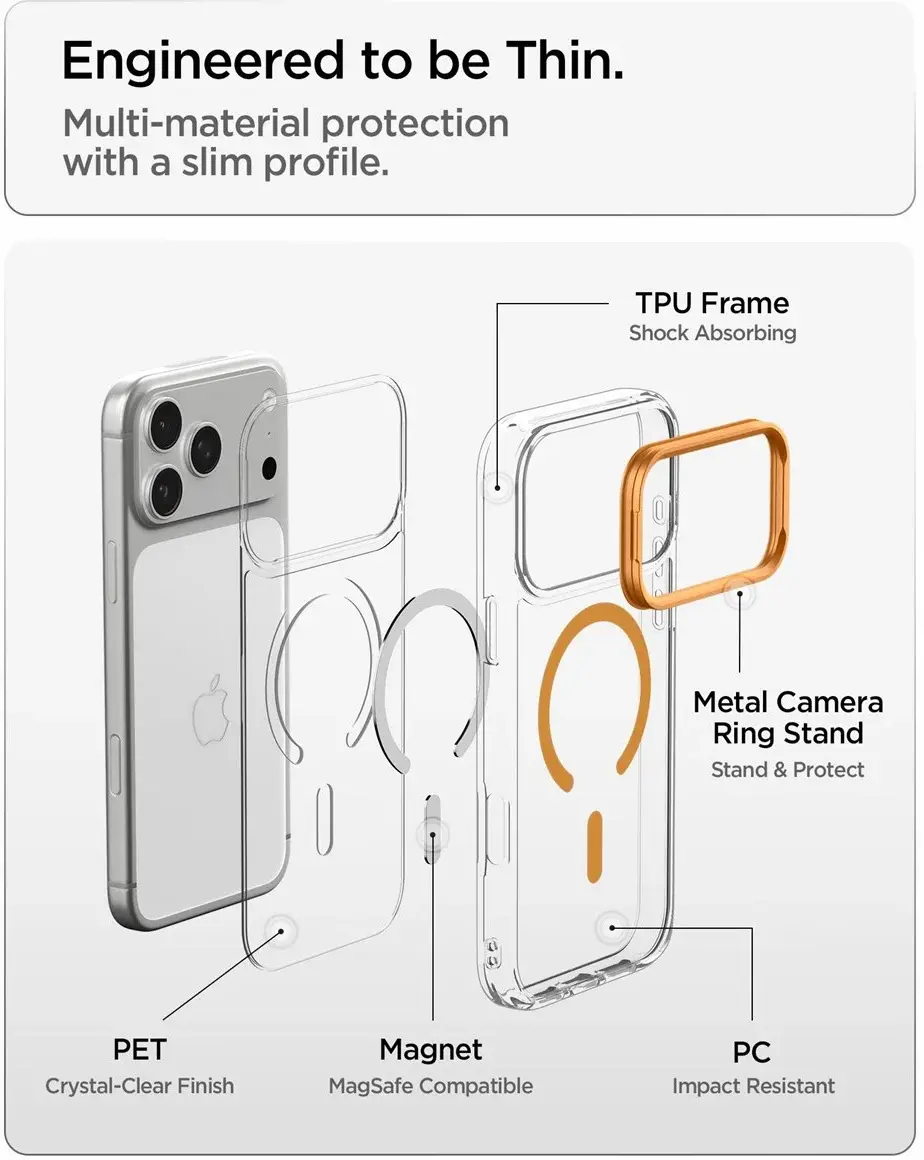 Spigen Ultra Hybrid iPhone 18 Pro / 17 Pro Hoesje MagSafe Kickstand Oranje afbeelding 8