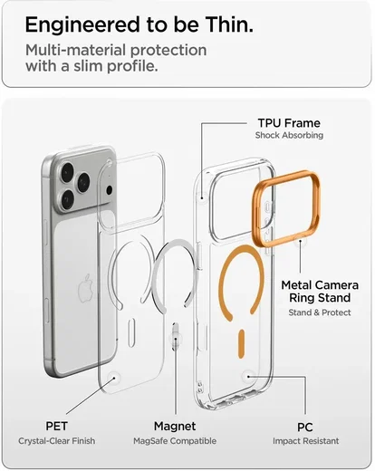 Spigen Ultra Hybrid iPhone 18 Pro / 17 Pro Hoesje MagSafe Kickstand Oranje afbeelding 8