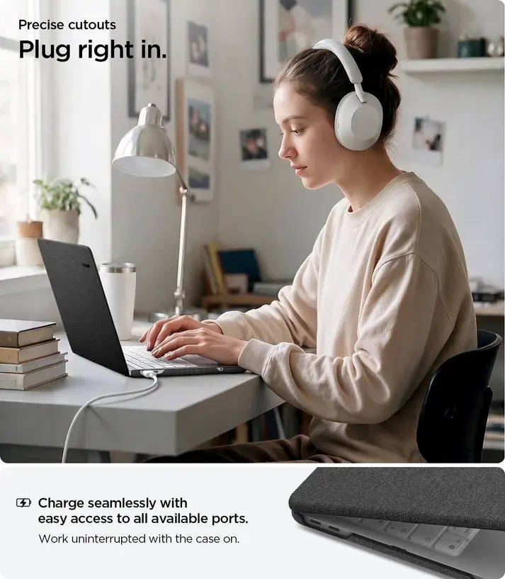 Spigen Urban Fit MacBook Neo Laptop Hoes Nylon Zwart afbeelding 12