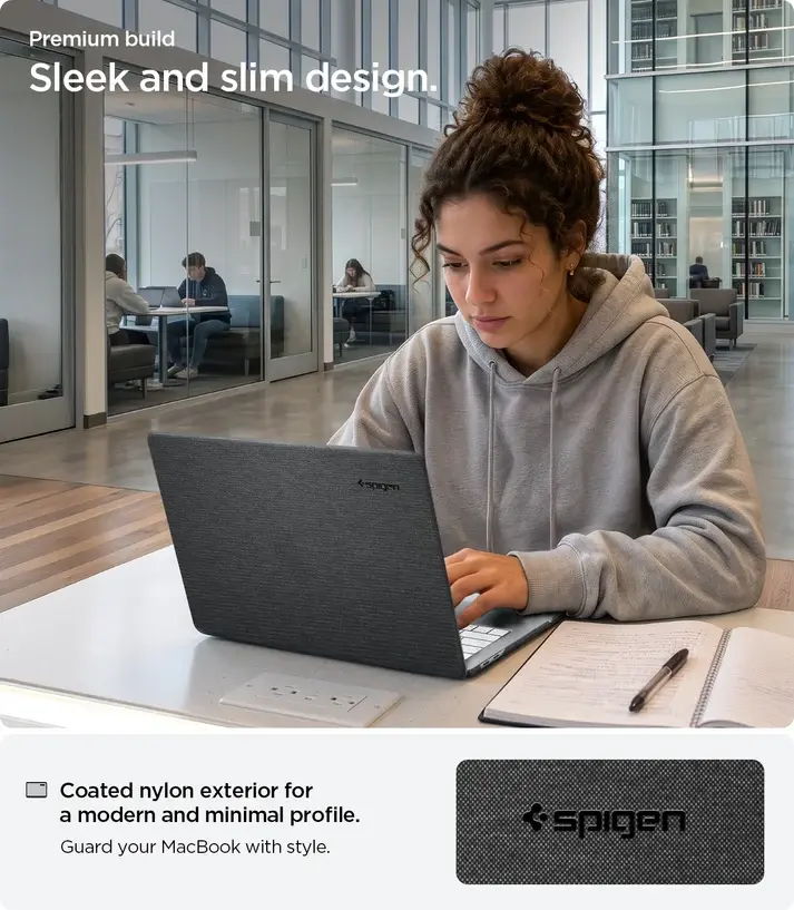 Spigen Urban Fit MacBook Neo Laptop Hoes Nylon Zwart afbeelding 9