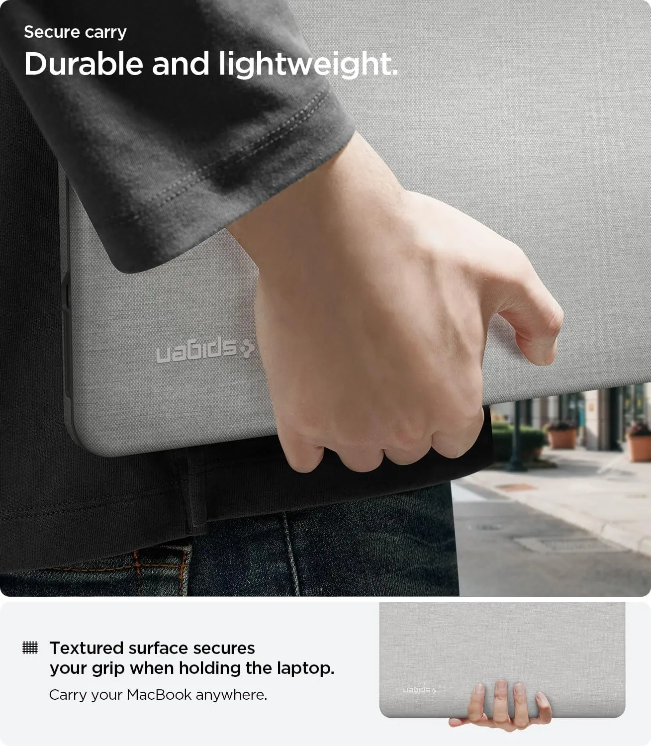 Spigen Urban Fit MacBook Neo Laptop Hoes Nylon Grijs afbeelding 11