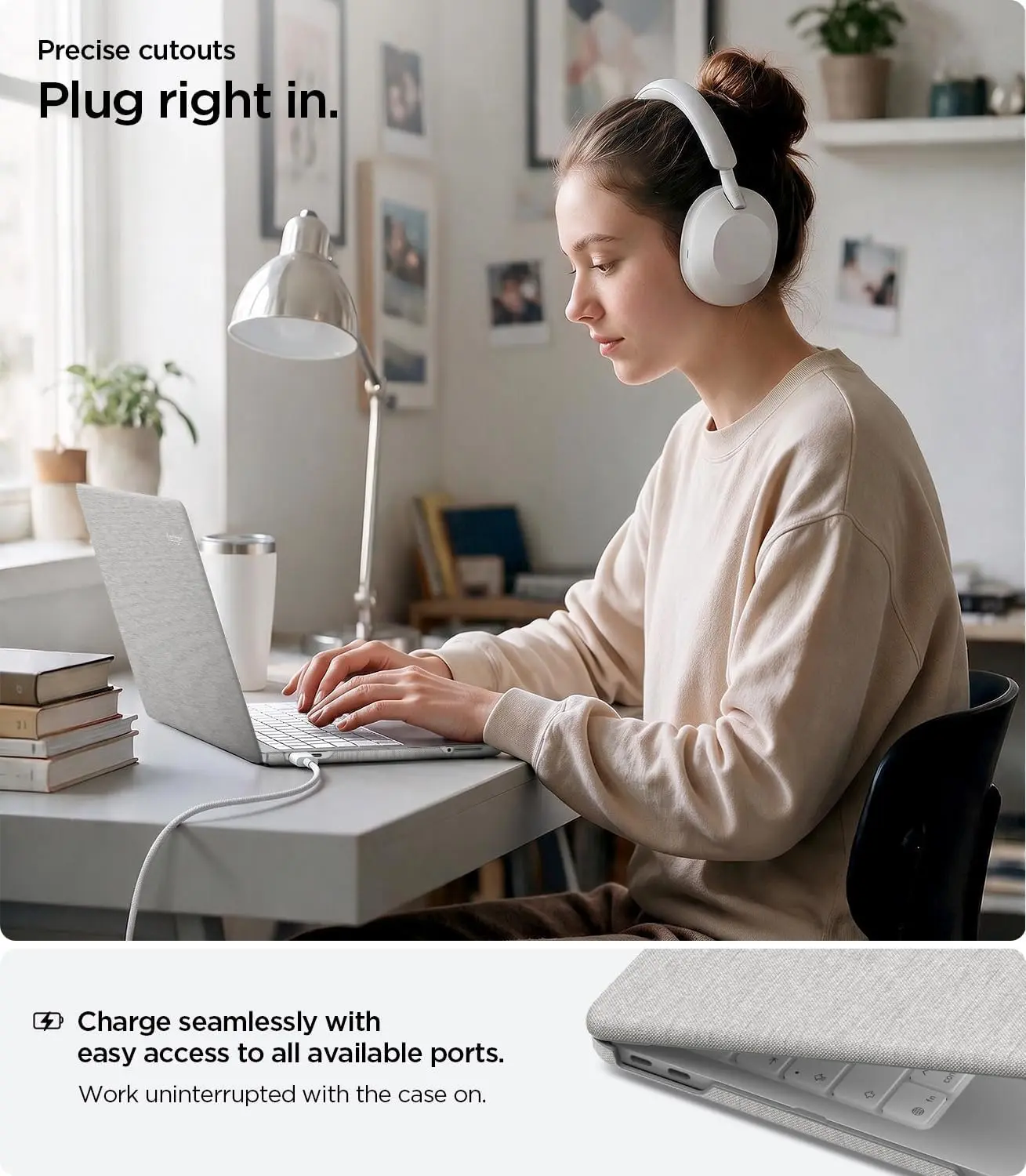 Spigen Urban Fit MacBook Neo Laptop Hoes Nylon Grijs afbeelding 10