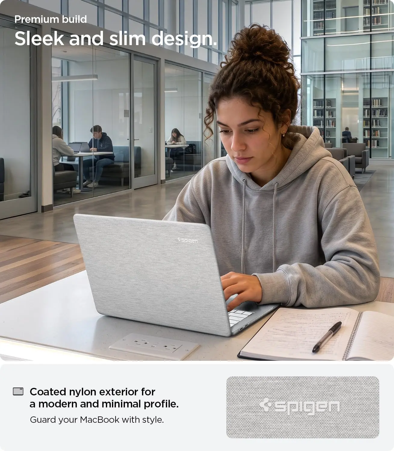 Spigen Urban Fit MacBook Neo Laptop Hoes Nylon Grijs afbeelding 8