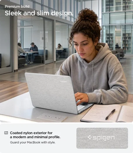Spigen Urban Fit MacBook Neo Laptop Hoes Nylon Grijs afbeelding 8