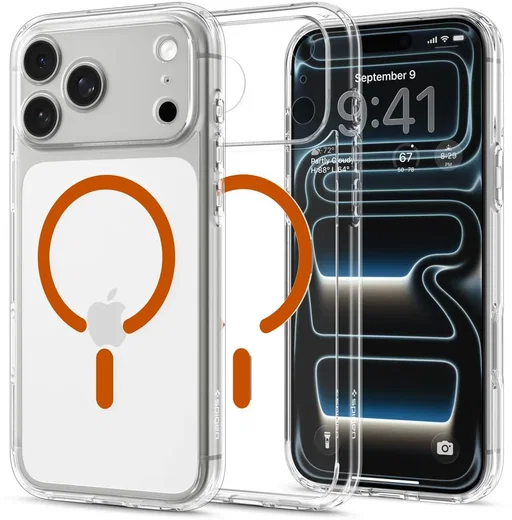 Spigen Ultra Hybrid MagFit iPhone 18 Pro Max / 17 Pro Max Hoesje Clear Oranje afbeelding 2